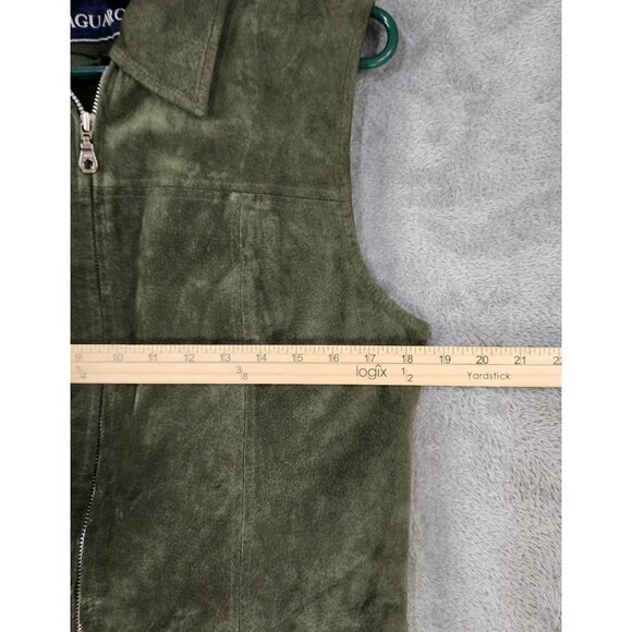 Saguaro Vest Womens Large Green Suede Leather Full Zip Western 90s Vintage Top - Picture 5 of 12